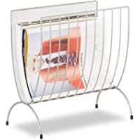 Relaxdays Revistero- Metal- Rejilla y Malla- Plateado- 18x34x35 cm